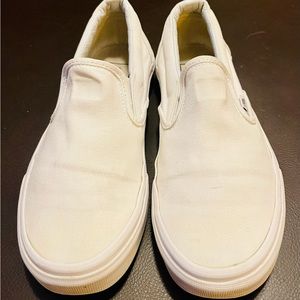 Vans Classic Slip-On White Canvas Shoes Size Women 7.5 Men 6